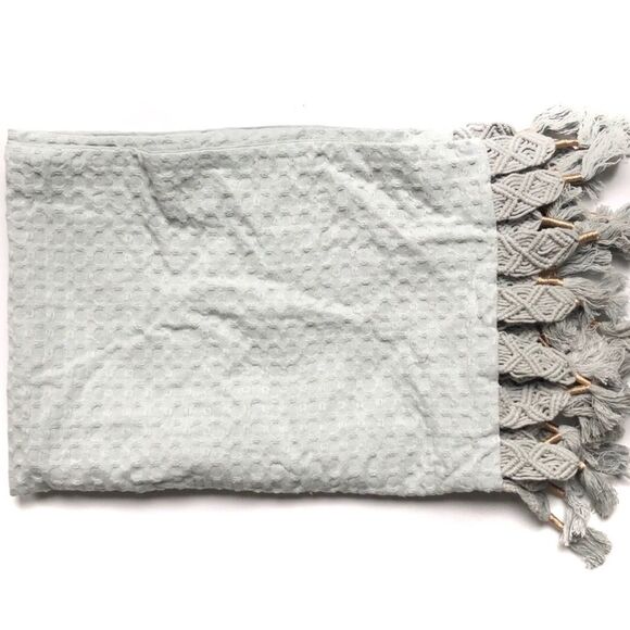 Anthropologie Arienne Textured Tassel Duvet Cover - Picture 7 of 8